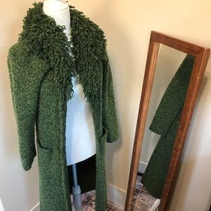 VNTG Green Knit BOHO Long Cardigan Sweater Coat